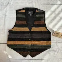 Katch Me San Francisco Size Large Leather Stripes Vest Western Wear