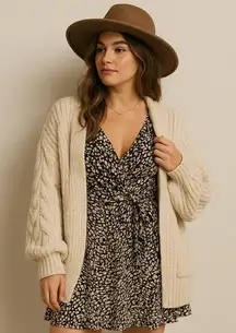 Free‎ People Ruffle V-Neck Flutter Sleeve Tie Waist Dress L | Boho Feminine