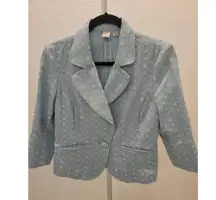 Caslon Blazer Light Blue and White Size M Floral Pattern Single Button Closure