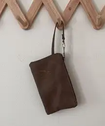 Sasha & Sophie Vegan Leather Brown Wristlet Purse 8"x5"