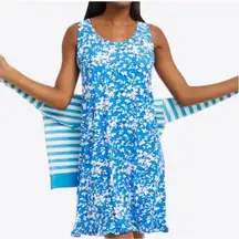 NEW Draper James Ruffle Nightie Blue Shadow Floral Women’s Large/XL