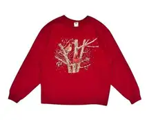 ★ Vintage (90’s) Cardinal Birds on Tree Holiday Winter Themed Sweatshirt ★