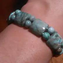 Green Matrix Jasper Tanker Plain Stretch Bracelet (Size 6 to 7 Inch)