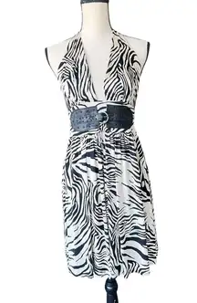 Marciano Black and White Zebra Print Backless Dress Size M