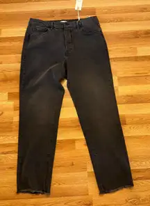 Good‎ American Good Boy Crop Jeans Plus Size 18 Black Wash Raw Hem NWT