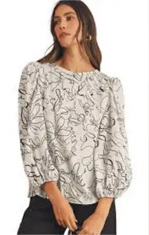 Alice + Olivia Black and Cream Patterned Blouse Est. Medium EUC