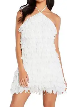 White Fringe Mini Dress