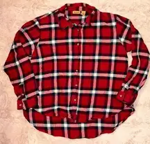 size L plaid button-down