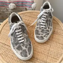 Vans Old Skool Hairy Suede Grey Leopard Animal Print Low Top Shoes Women’s 9.5