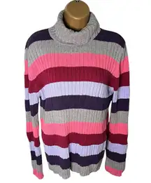 Mimi Maternity Striped Turtleneck Sweater L