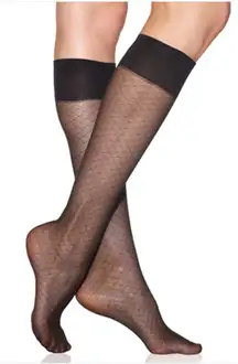 Silkies Black Honeycomb Sheer Socks 2 Pair Pack Size Regular Lightweight 931028