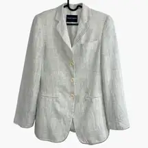 Vintage Giorgio Armani Off-White Check linen Single Breasted Structured Blazer S