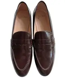 JCrew Academy Penny Loafer Burgundy Red Patent Loafers Leather Soles