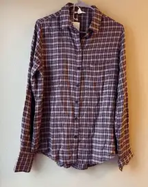 Beach Lunch Lounge Whitney Button Up Shirt in Red Pear Size Medium