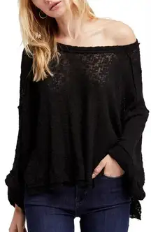 Free People We The Free Island Girl Hacci Top in Black