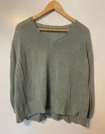 Poetry 100 Percent Linen Green V Neck Pullover Sweater Size 14