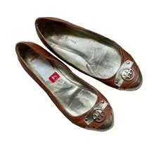 Tommy Hilfiger Preppy Clean Girl Leather Gold Emblem Ballet Flats 8.5