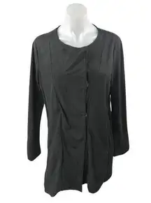 NU Women's Black Long Sleeve Relaxed Fit Button Down Coat Jacket Size S/M