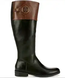 Tommy Hilfiger Tall Riding Boots Logo Brown Black Twinezza Equestrian Ridder