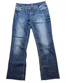 Cowgirl Up Jeans Womens Size 10 30x29 Bootcut Blue Denim Frayed Hem Western Ride