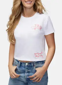 Wildfox Palm Springs Jamie Tee SZ Small NWT T-Shirt White Embroidered Spritzing