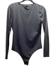 Express Size Medium Black Body Contour Long Sleeve Thong Bodysuit, Preloved.