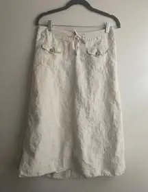 Vintage 100% linen midi skirt