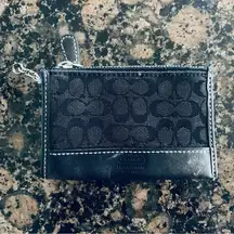 Coach  Vintage Black Signature C Print Keychain Card Holder Wallet