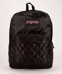 JANSPORT Super FX Black Satin Diamond Quilting Backpack