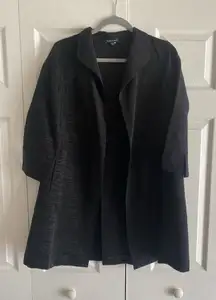 Eileen Fisher Womens Small Black Ribbed Textured Open Jacket Lagom Capsule