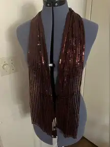 Icing Brown Sequin Slim Scarf 59” x 6”