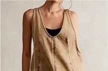 WE THE FREE People HIGH ROLLER Cotton Denim Moss Stone Jumpsuit(Size Small)