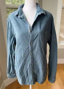 Cotton On Slate Blue Micro Corduroy Button Down Long Sleeve Shirt Size Small
