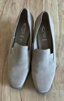 JOIE Wevenly Suede Block Heel Shoe Tan Slip On Chunky Square Toe Loafer size 9.5