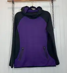 Second Skin  Scuba Hoodie Sweatshirt Womens Purple Black Colorblock Size L