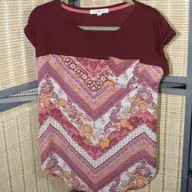 Rewind Crew Neck Chevron Print Top