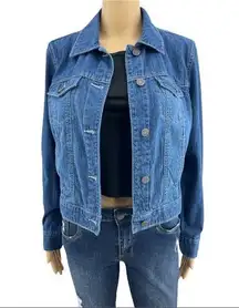 Faded Glory MEDIUM Blue Stonewash Denim Button Up Country Western Jean Jacket