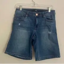 1822 Denim  Bermuda Shorts Distressed Jean Shorts Jorts Long Line