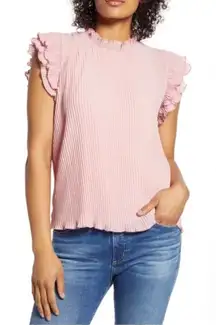 Womens Gibson X Glam Steph Taylor Jackson Pleated Ruffle Sleeve Blouse - Sz M