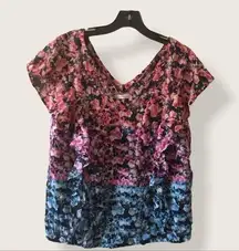 Hinge Nordstrom v-neck floral ruffled top