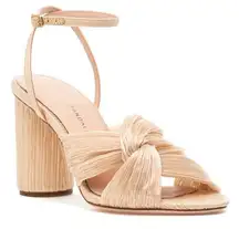 NWOT Loeffler Randall Has Reed Pleated Knotted Sparkle Cream Sandal Size 8