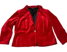 Vintage Women's 2XL Red Velvet Blazer 3/4 Sleeve Formal