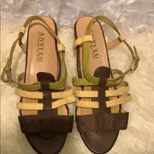 Anyi Lu Brown and Yellow Multi-Strap Sandals