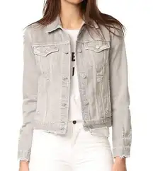 J Brand Slim Denim Distressed Jacket Pale Ash Grey Size XS
