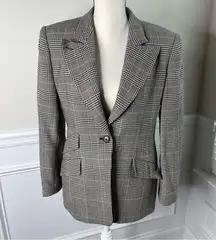 Ralph Lauren vintage made in USA plaid one button wool blazer jacket size 8