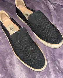 UGG Black Knit Slip On Casual Comfort‎ Shoes Sneakers Women's Size 8.5