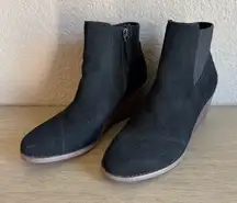 TOMS Sadie Suede Wedge‎ Booties – Black – Size 7