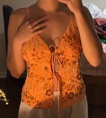 Orange Sequin Top
