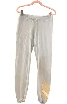 Sundry Women's Size 1/S White Ombre Stripe Sweatpants Pull On Drawstring Closure