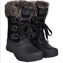 KHOMBU Slope winter boot faux fur black snow school chores size 6 warm commute